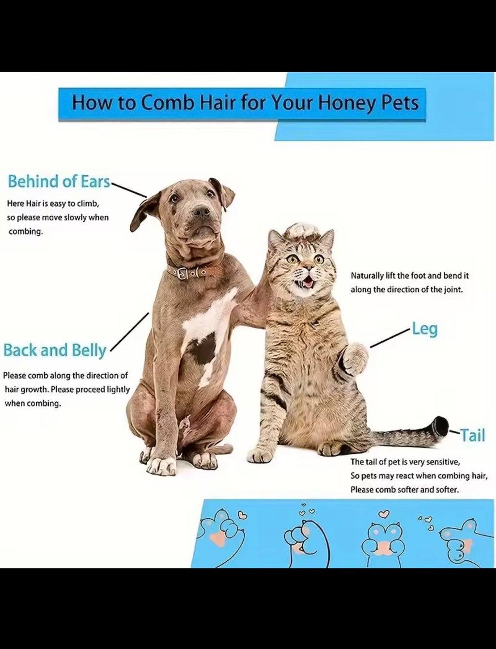 Washable brush for pets, easy to clean and antistatic