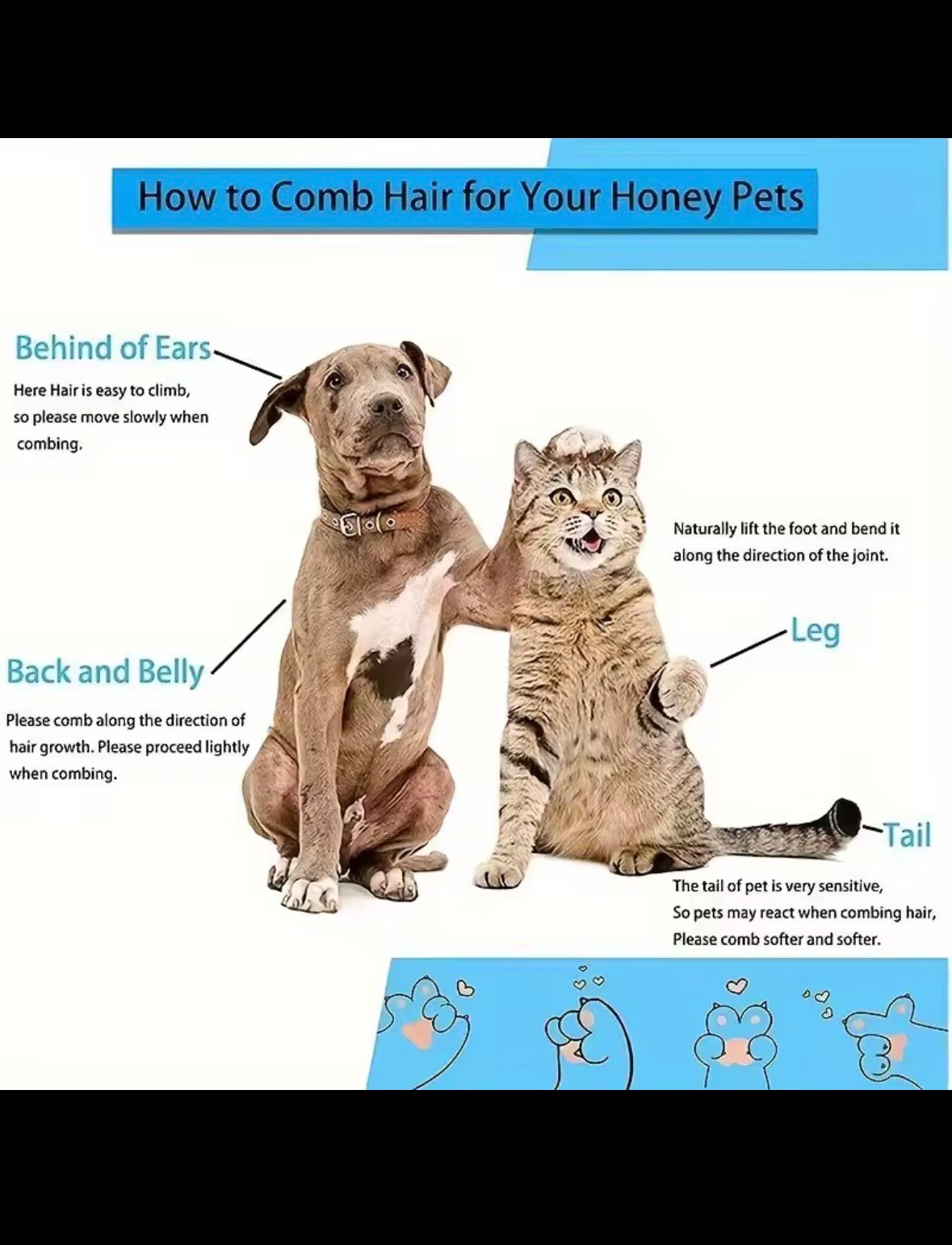 Washable brush for pets, easy to clean and antistatic