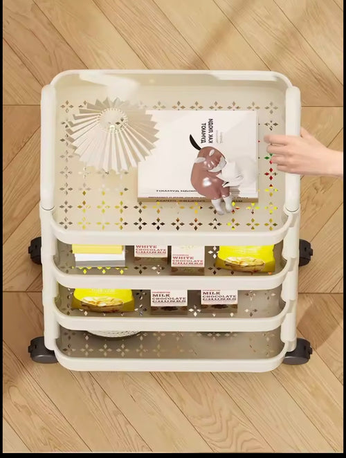 Rolling Cart with Handle and Storage Shelf — Freestanding, Multi-Tier Storage for Kitchen, Bathroom, Snacks, and Toiletries